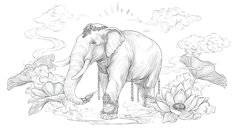 Noble White Elephant Vinyl Car Decal Sticker – Waterproof & UV-Resistant 2.72"