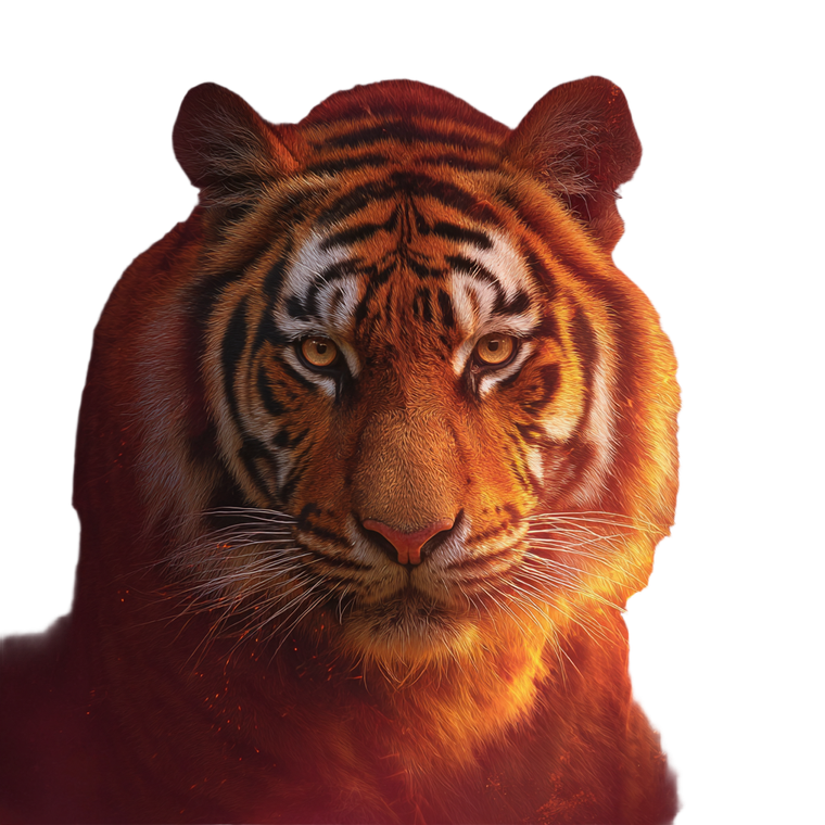 Fiery Tiger Head Vinyl Car Decal Sticker – Waterproof & UV-Resistant 6.826666666666667"