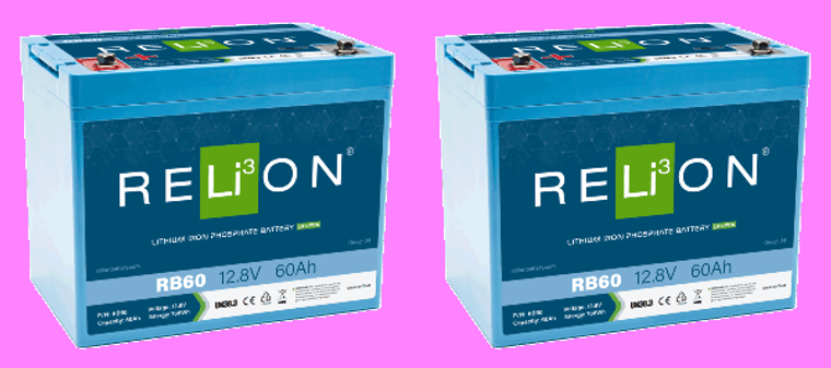 2x Relion Legacy Series Battery | 12V 60AH Lithium | Deep Cycle, Fast Charge, High Efficiency