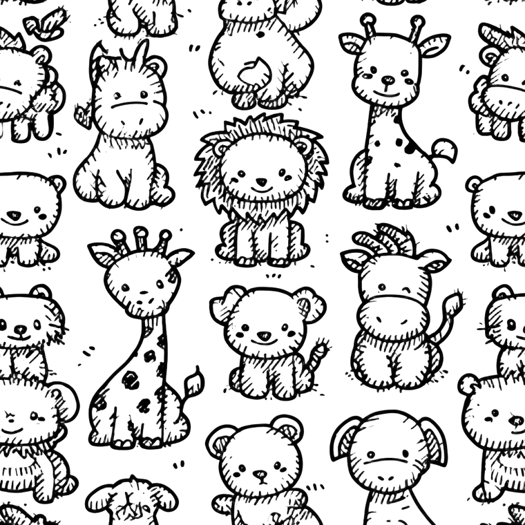 Kawaii Savannah Animals Vinyl Car Decal Sticker – Waterproof & UV-Resistant 3.4133333333333336"
