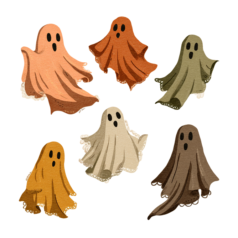 Whimsical Vintage Ghosts V2 Vinyl Car Decal Sticker – Waterproof & UV-Resistant 6.826666666666667"