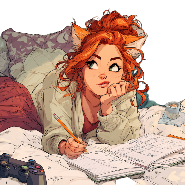 Thoughtful Fox-Eared Woman V2 Vinyl Car Decal Sticker – Waterproof & UV-Resistant 3.4133333333333336"