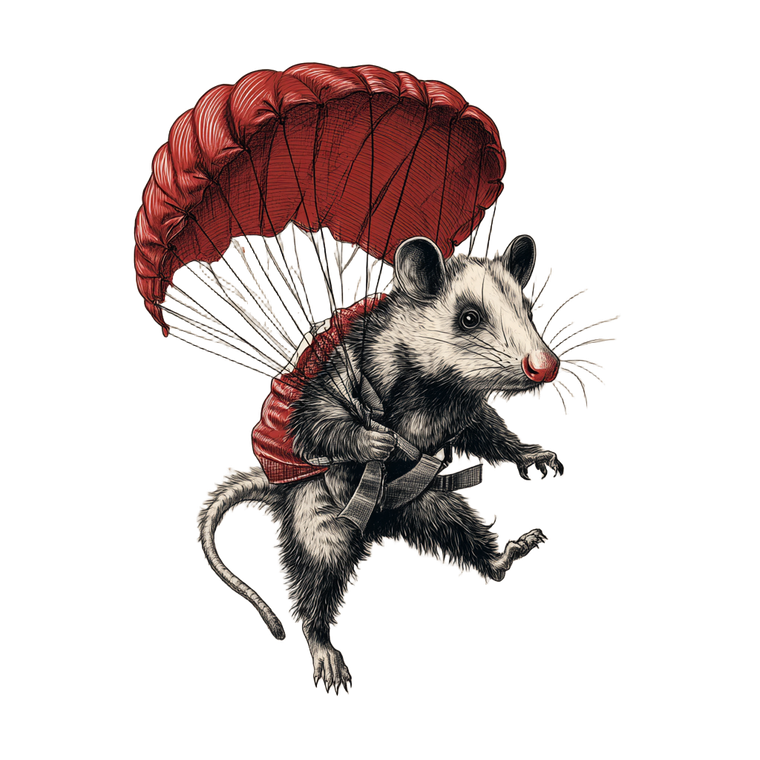 Skydiving Opossum V3 Vinyl Car Decal Sticker – Waterproof & UV-Resistant 3.4133333333333336"