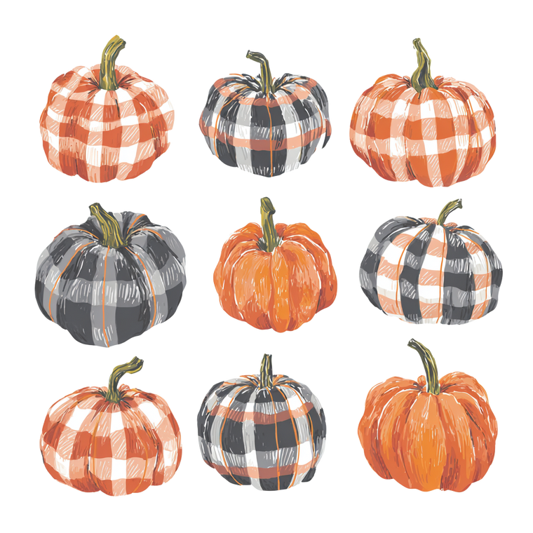 Plaid Pumpkins Clipart Vinyl Car Decal Sticker – Waterproof & UV-Resistant 6.826666666666667"