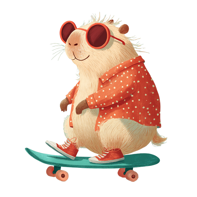 Skateboarding Capybara V5 Vinyl Car Decal Sticker – Waterproof & UV-Resistant 6.826666666666667"