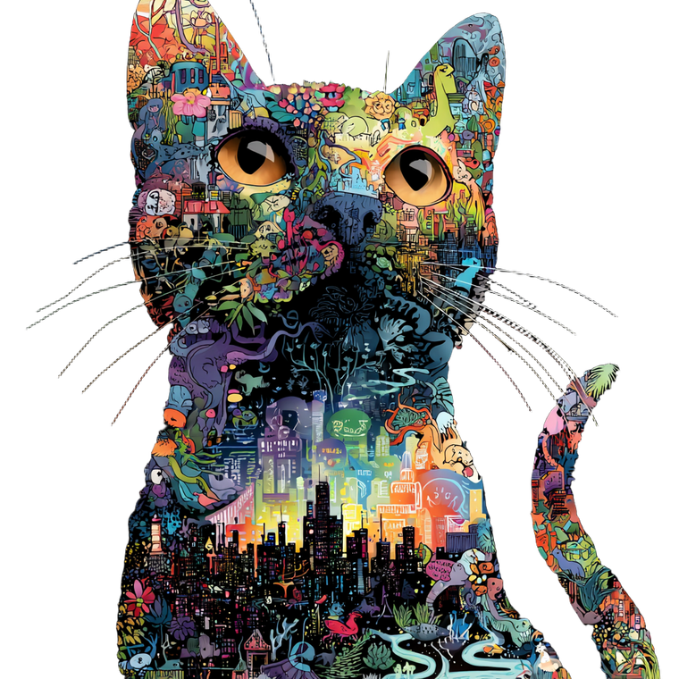 Colorful Cute Cat Vinyl Car Decal Sticker – Waterproof & UV-Resistant 6.826666666666667"