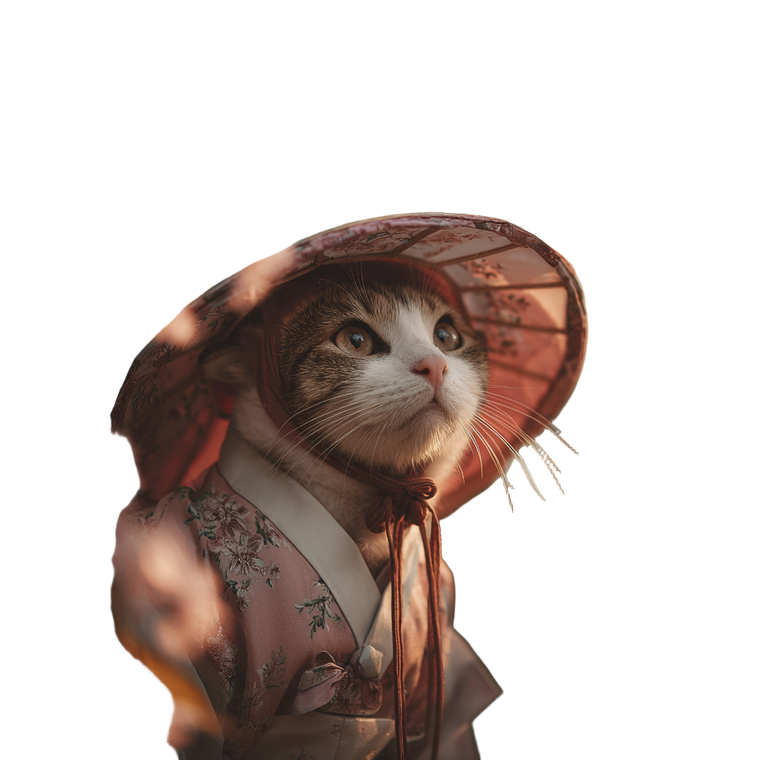 Cat In Hanbok Vinyl Car Decal Sticker – Waterproof & UV-Resistant 3.4133333333333336"