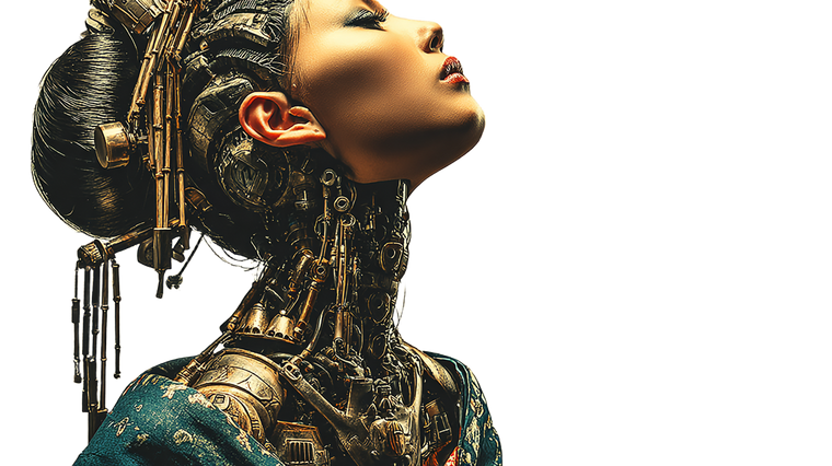 Cybernetic Robot Geisha V2 Vinyl Car Decal Sticker – Waterproof & UV-Resistant 2.72"