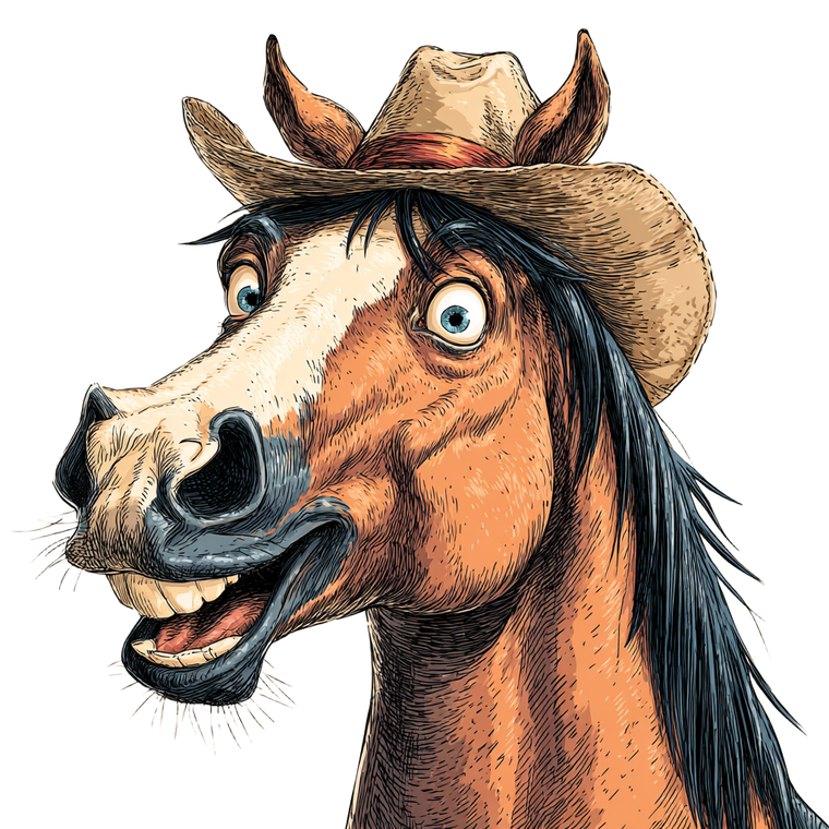 Winking Cowboy Horse Vinyl Car Decal Sticker – Waterproof & UV-Resistant 6.826666666666667"