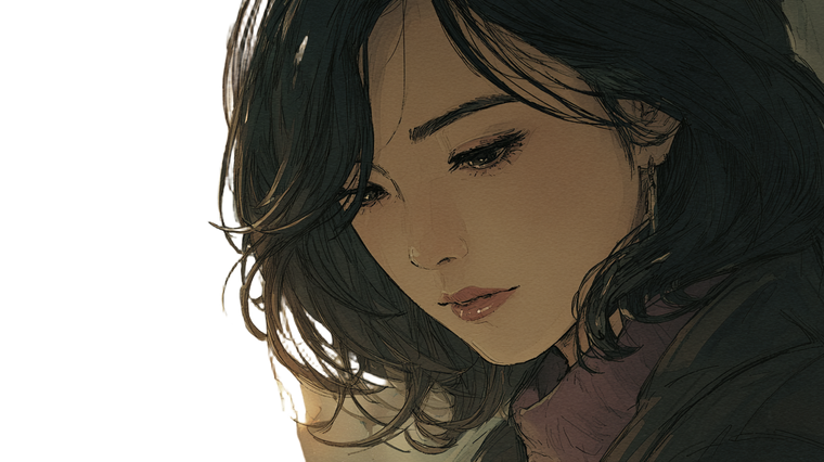 Melancholic Japanese Woman V5 Vinyl Car Decal Sticker – Waterproof & UV-Resistant 2.72"