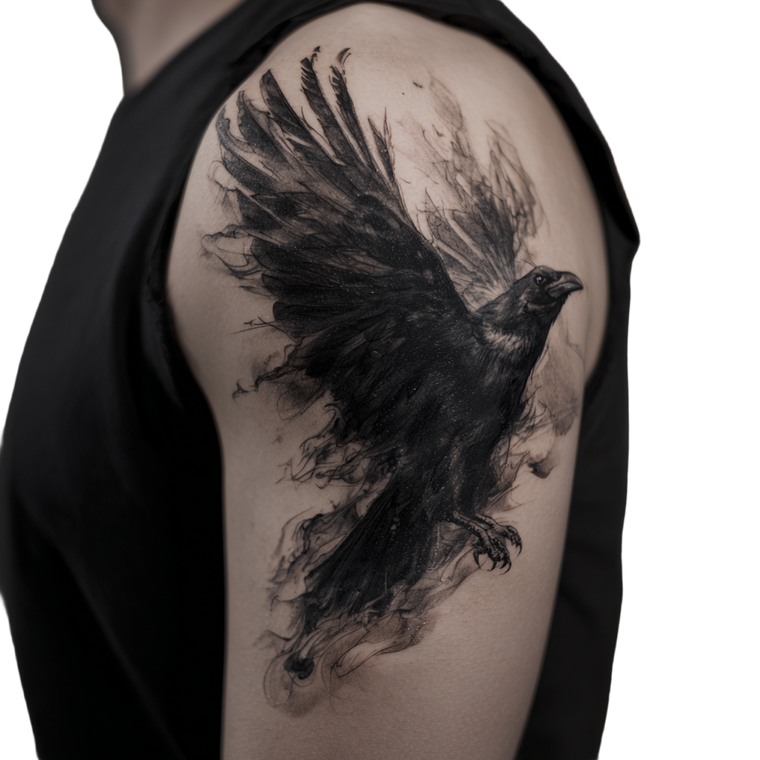 Smoke Crow Tattoo Vinyl Car Decal Sticker – Waterproof & UV-Resistant 3.4133333333333336"