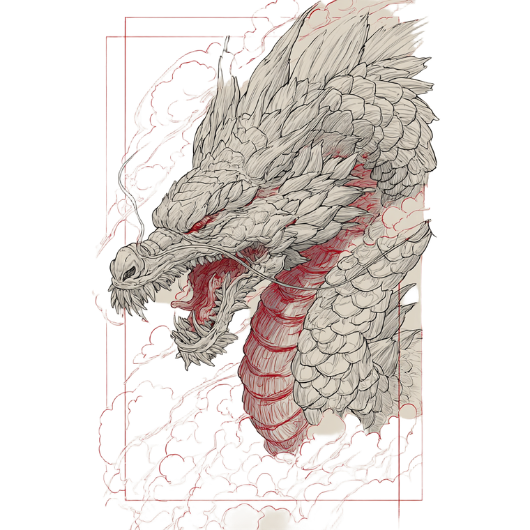 Japanese Dragon Drawing V7 Vinyl Car Decal Sticker – Waterproof & UV-Resistant 3.4133333333333336"