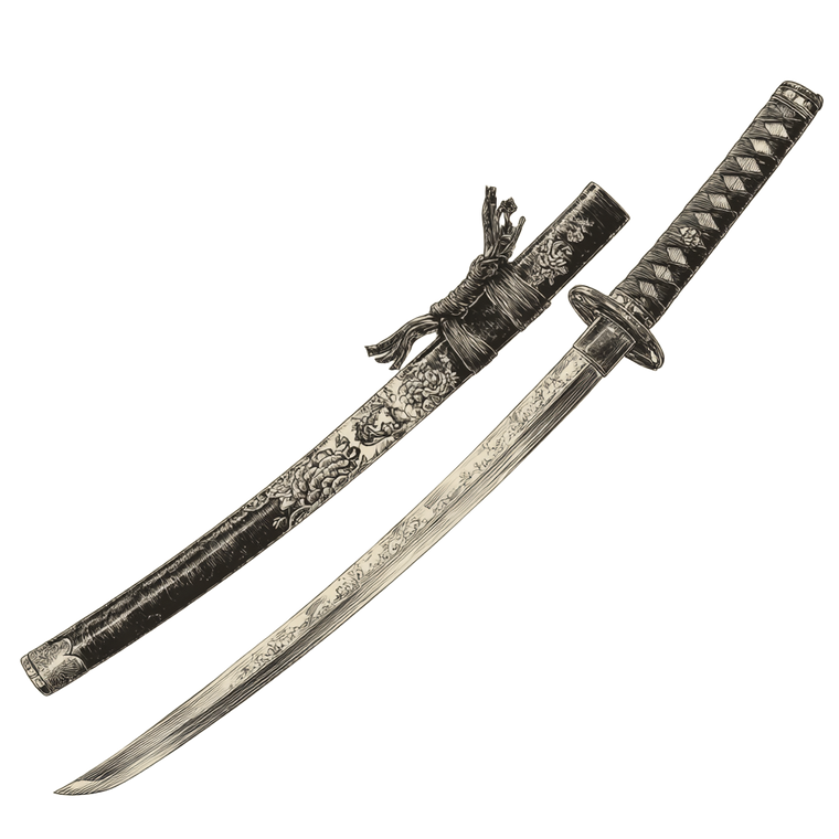 Samurai Sword Sheathed Vinyl Car Decal Sticker – Waterproof & UV-Resistant 3.4133333333333336"