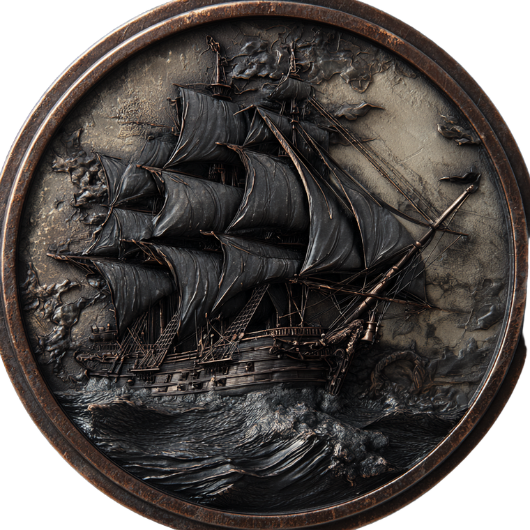 Pirate Ship Coin V2 Vinyl Car Decal Sticker – Waterproof & UV-Resistant 6.826666666666667"