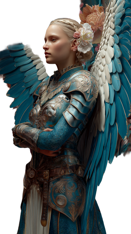Angelic Warrior Woman V4 Vinyl Car Decal Sticker – Waterproof & UV-Resistant 4.8533333333333335"
