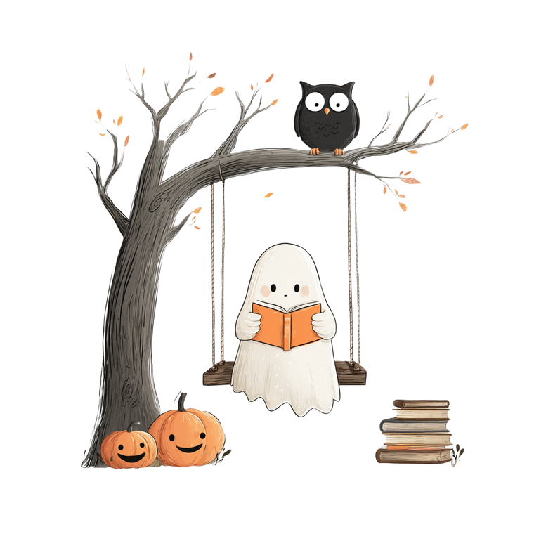 Cute Ghost Reading V5 Vinyl Car Decal Sticker – Waterproof & UV-Resistant 6.826666666666667"
