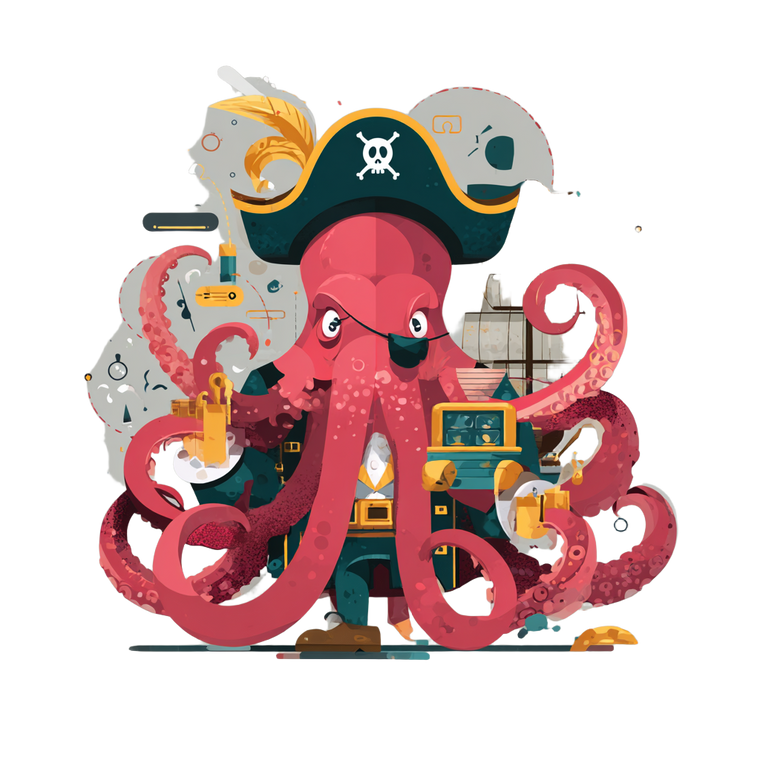 Octopus Pirate Vinyl Car Decal Sticker – Waterproof & UV-Resistant 3.4133333333333336"