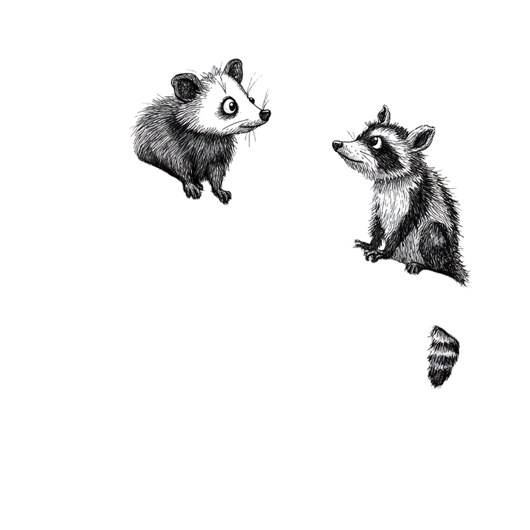 Cartoon Possum & Raccoon Vinyl Car Decal Sticker – Waterproof & UV-Resistant 3.4133333333333336"