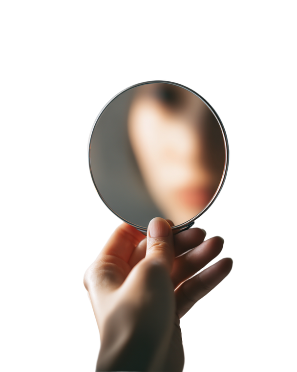 Hand Holding Mirror V2 Vinyl Car Decal Sticker – Waterproof & UV-Resistant 4.0"