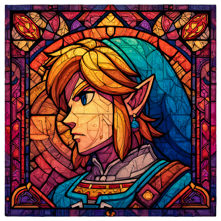 Zelda Stained Glass V2 Vinyl Car Decal Sticker – Waterproof & UV-Resistant 6.826666666666667"
