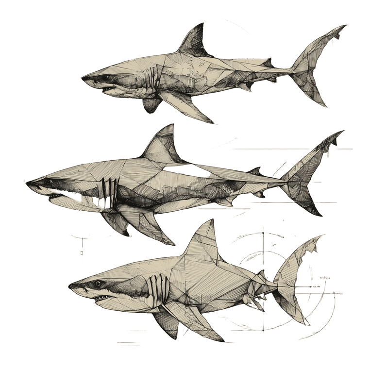 Geometric Shark Sketches V2 Vinyl Car Decal Sticker – Waterproof & UV-Resistant 3.4133333333333336"