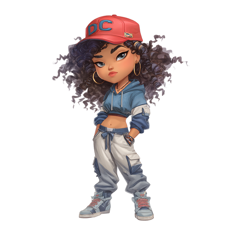 Chibi Hip-Hop Girl V2 Vinyl Car Decal Sticker – Waterproof & UV-Resistant 6.826666666666667"