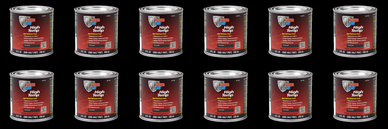 12x POR 15 Heat Resistant High Temp Paint | Flat Black | 8oz Can | Withstands Up To 1200°F