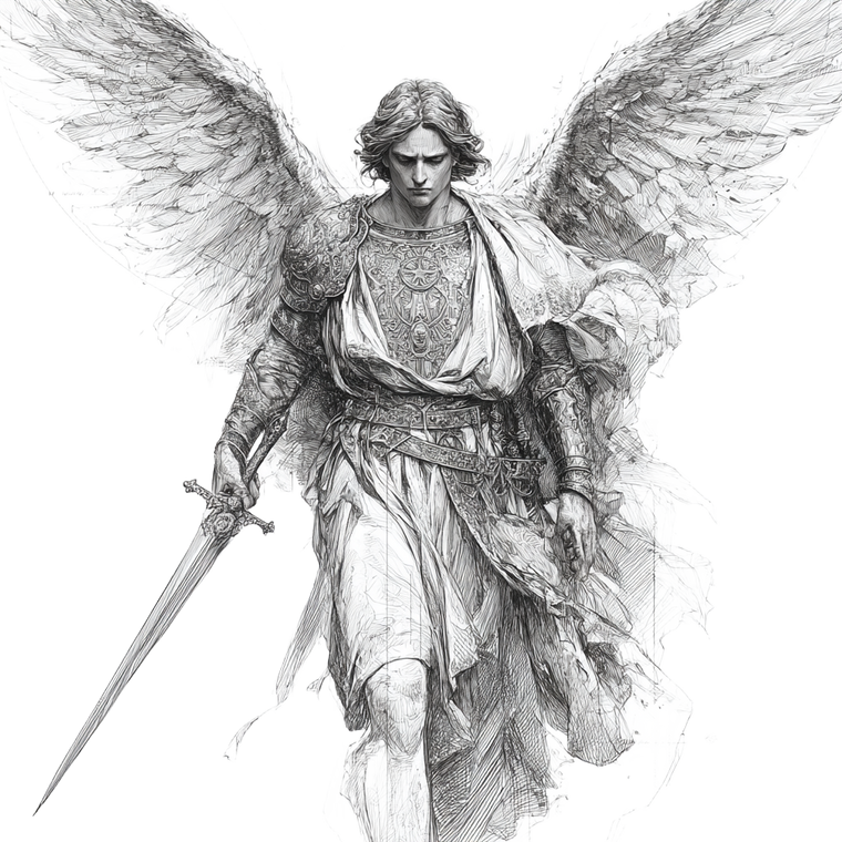 Divine Angel Sketch V3 Vinyl Car Decal Sticker – Waterproof & UV-Resistant 3.4133333333333336"