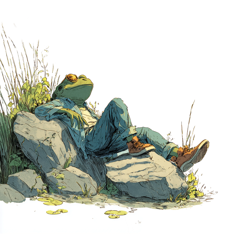 Frog Person Resting V2 Vinyl Car Decal Sticker – Waterproof & UV-Resistant 3.4133333333333336"