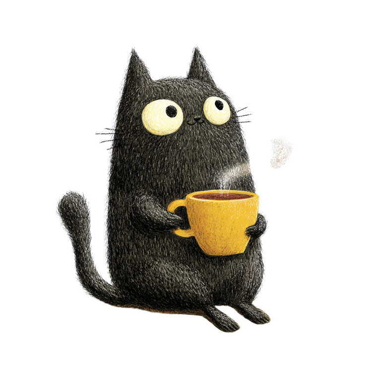 Cat Drinking Coffee V11 Vinyl Car Decal Sticker – Waterproof & UV-Resistant 6.826666666666667"