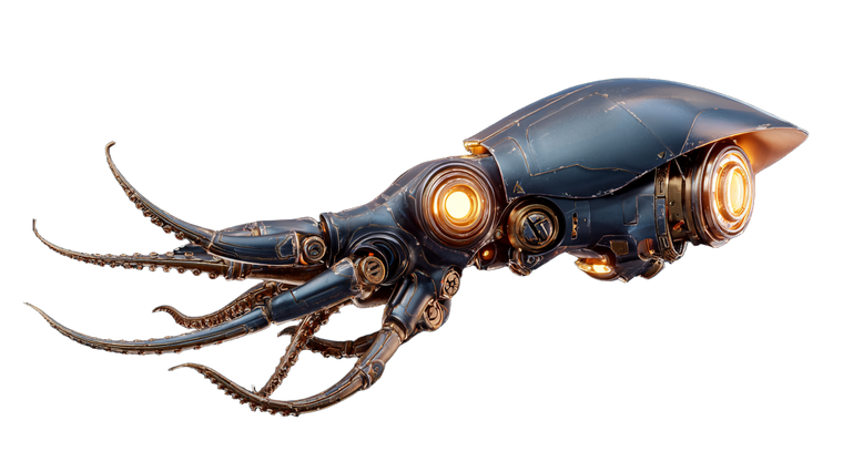 Mechanical Sci-Fi Squid Vinyl Car Decal Sticker – Waterproof & UV-Resistant 2.72"