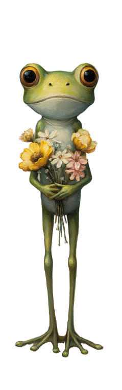 Cute Frog Holding Flowers Vinyl Car Decal Sticker – Waterproof & UV-Resistant 6.453333333333333"