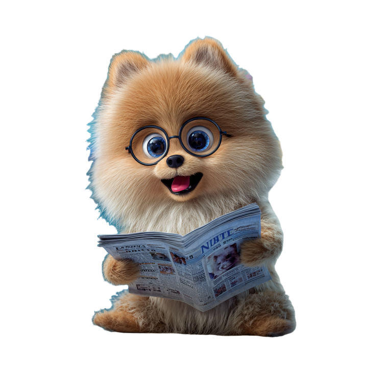 Pomeranian Reading Newspaper Vinyl Car Decal Sticker – Waterproof & UV-Resistant 3.4133333333333336"