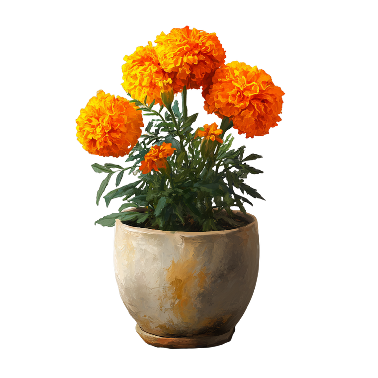 Marigold Flower Pot Vinyl Car Decal Sticker – Waterproof & UV-Resistant 3.4133333333333336"