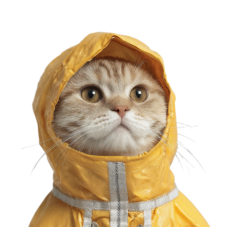Raincoat Cat V2 Vinyl Car Decal Sticker – Waterproof & UV-Resistant 6.826666666666667"