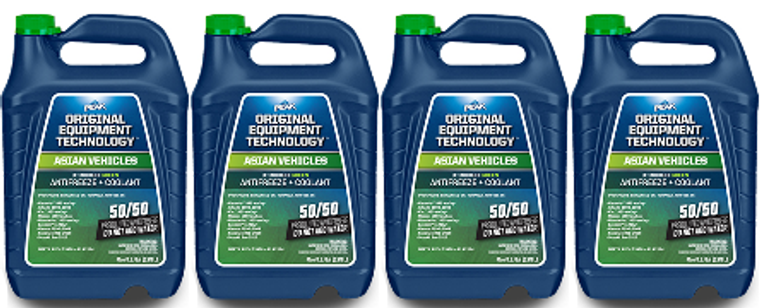 4x Peak Green Engine Coolant | High Performance 50/50 Pre-Diluted for Asian Vehicles | Rust & Corrosion Protection