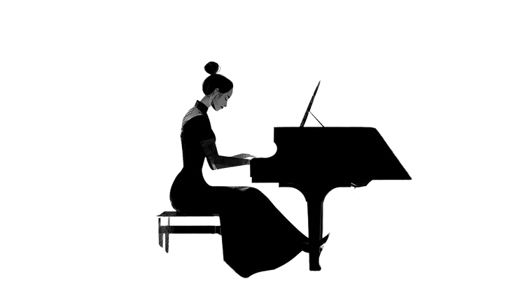 Pianist Silhouette V3 Vinyl Car Decal Sticker – Waterproof & UV-Resistant 5.4