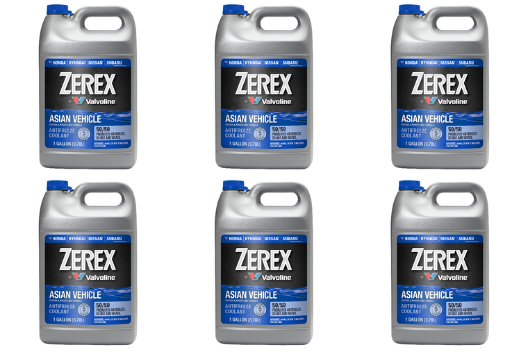 6x Zerex Pre-Mixed 50-50 Engine Coolant | Protection Up To 5 Years | Silicate Free | Asian Vehicles