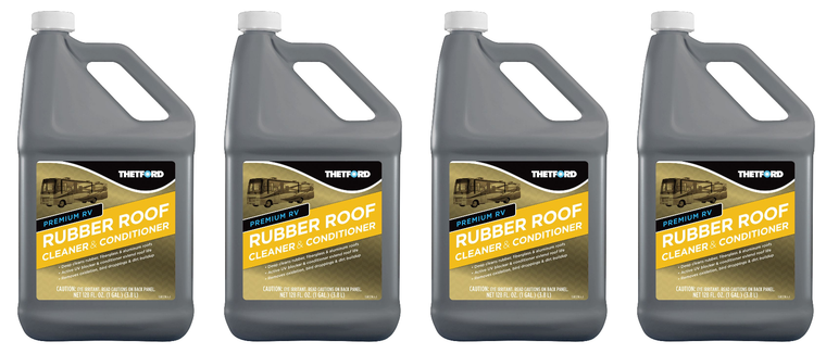 4x Ultimate Rubber Roof Cleaner | Deep Clean and Condition RV Roof | 1 Gallon Bottle | Safe Non-Petroleum Formula