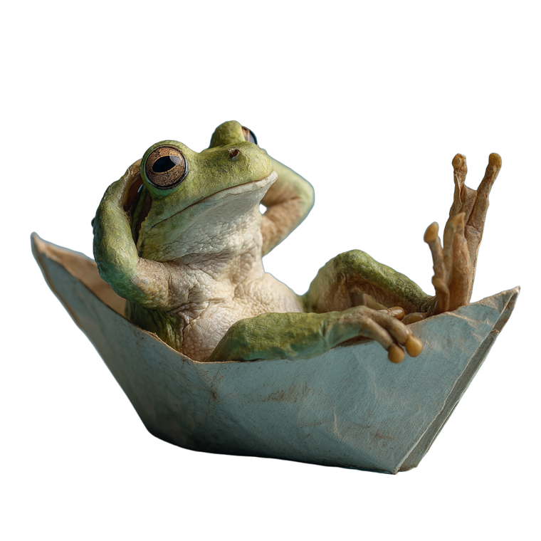 Relaxed Frog Boat V2 Vinyl Car Decal Sticker – Waterproof & UV-Resistant 3.4133333333333336"