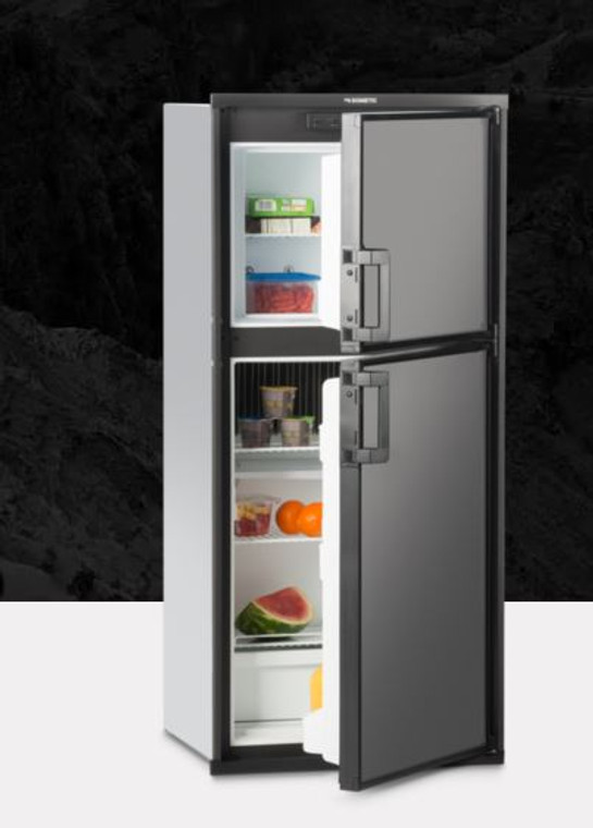 Dometic Americana II Dual Compartment 2 Door Refrigerator | Permanent Bolt-In | 6 Cubic Ft | 110V AC, LP Gas | LED Light | Click-Lock Handle