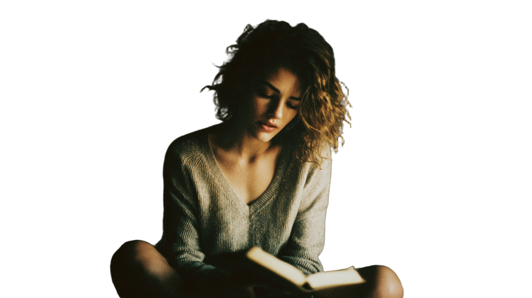 Woman Reading Bible V3 Vinyl Car Decal Sticker – Waterproof & UV-Resistant 5.4