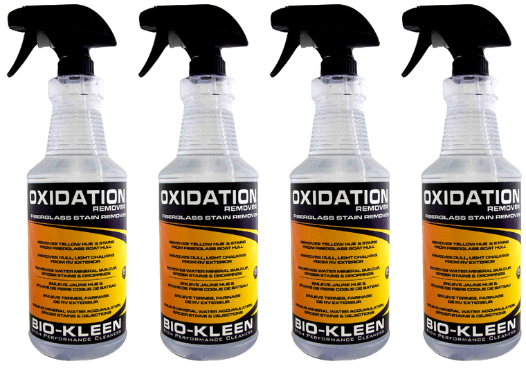 4x Ultimate Bio-Kleen Hull Cleaner | Remove Spider Stains, Algae, Scum Lines, Rust | For Fiberglass Boats, Stainless steel, Concrete | 32oz Spray Bottle