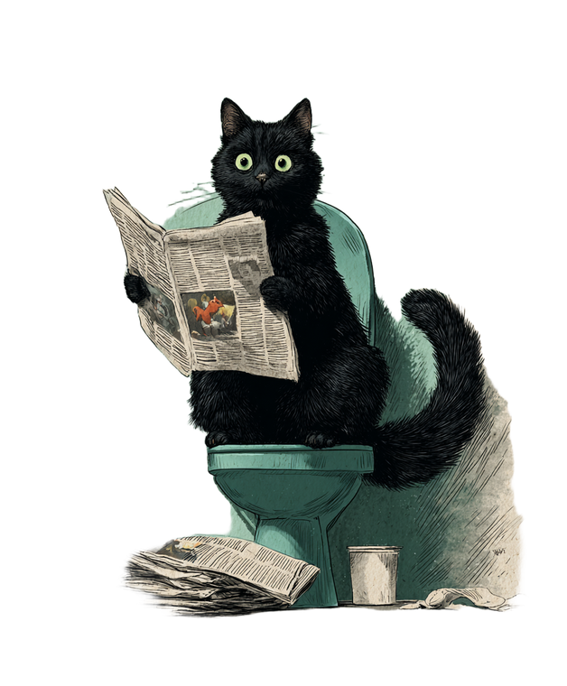 Pooping Cat Reading V2 Vinyl Car Decal Sticker – Waterproof & UV-Resistant 8.0"