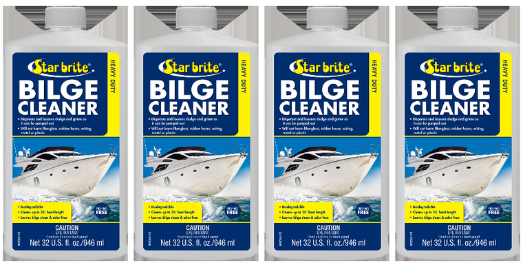 4x Powerful Biodegradable Bilge Cleaner | Dissolves Grease/Scum/Sludge | 32oz Bottle | Easy-to-Use | Won't Harm Boat Surfaces