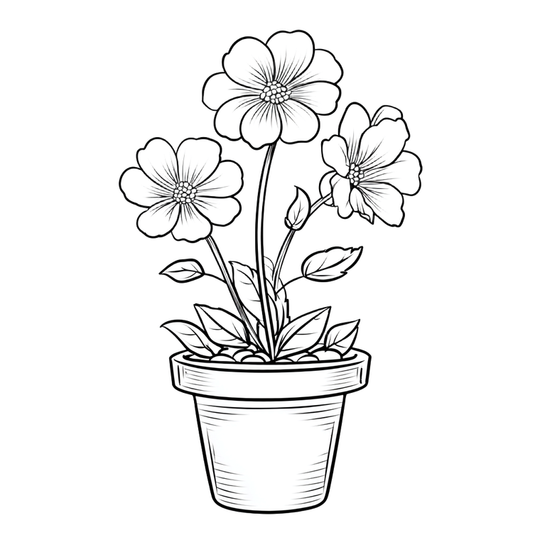 Flower Pot Coloring Vinyl Car Decal Sticker – Waterproof & UV-Resistant 6.826666666666667"