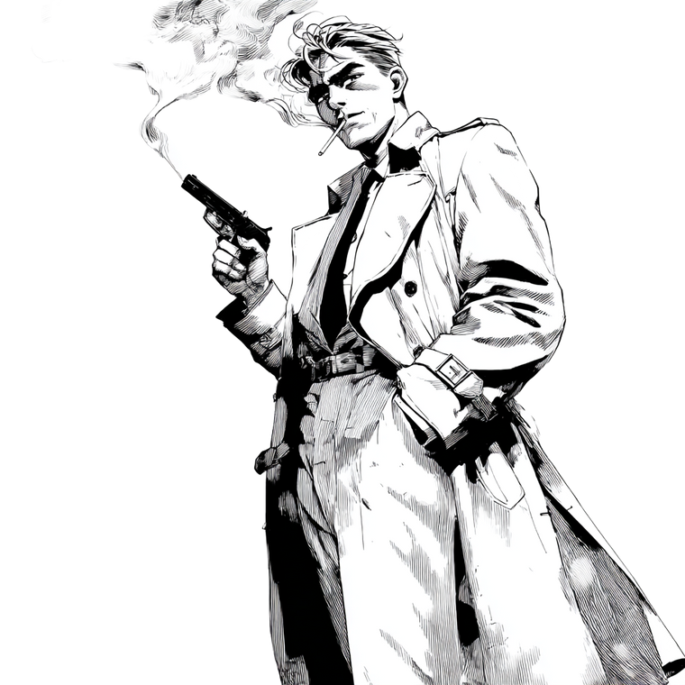 Noir Detective Anime Vinyl Car Decal Sticker – Waterproof & UV-Resistant 3.4133333333333336"