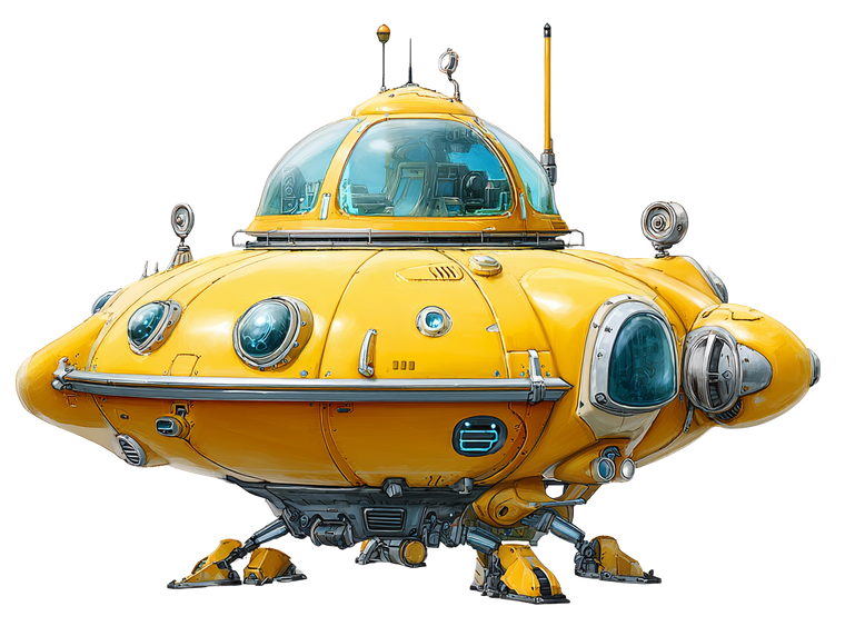 Yellow Spaceship Vinyl Car Decal Sticker – Waterproof & UV-Resistant 6.1866666666666665"