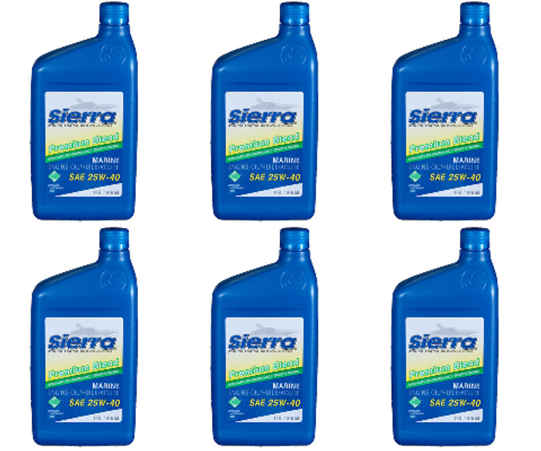 6x Superior Performance Sierra Marine SAE 25W-40 4-Stroke Engine Oil | Premium Blend, Corrosion Protection