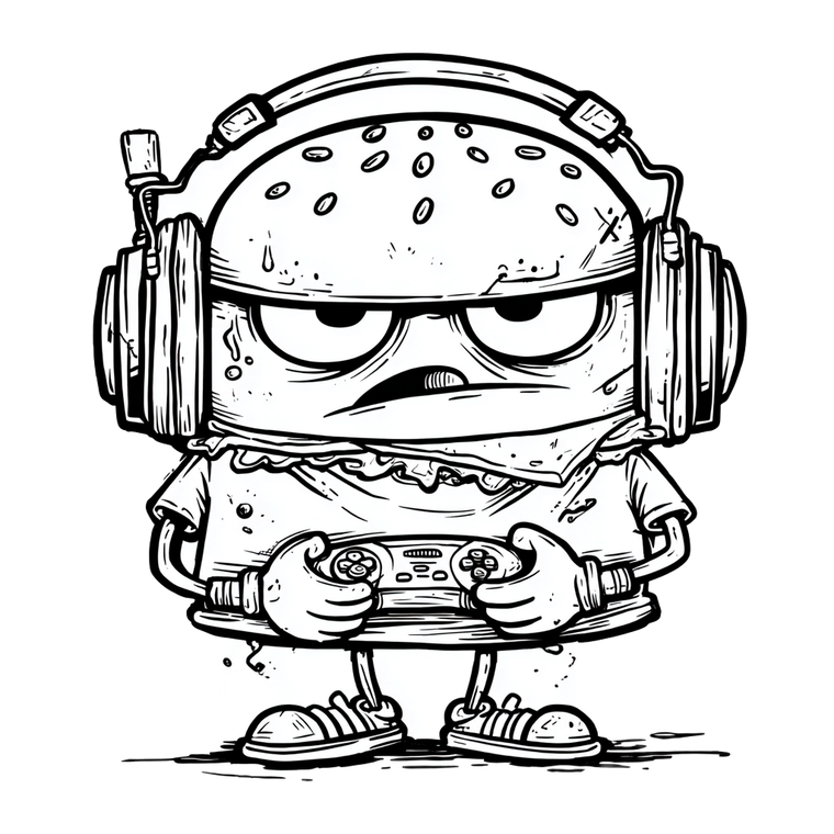 Gamer Hamburger Character Vinyl Car Decal Sticker – Waterproof & UV-Resistant 6.826666666666667"